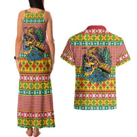 Hawaiian Pineapples Skull Couples Matching Tank Maxi Dress and Hawaiian Shirt Mele Kalikimaka Palaka Quilt Pattern - Polynesian Pride