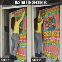 Hawaiian Pineapples Skull Door Cover Mele Kalikimaka Palaka Quilt Pattern - Polynesian Pride