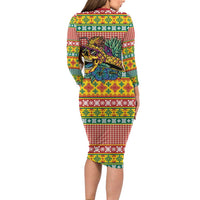 Hawaiian Pineapples Skull Family Matching Long Sleeve Bodycon Dress and Hawaiian Shirt Mele Kalikimaka Palaka Quilt Pattern LT9 - Polynesian Pride