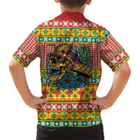 Hawaiian Pineapples Skull Family Matching Off The Shoulder Long Sleeve Dress and Hawaiian Shirt Mele Kalikimaka Palaka Quilt Pattern LT9 - Polynesian Pride