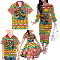 Hawaiian Pineapples Skull Family Matching Off The Shoulder Long Sleeve Dress and Hawaiian Shirt Mele Kalikimaka Palaka Quilt Pattern - Polynesian Pride