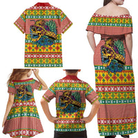 Hawaiian Pineapples Skull Family Matching Off Shoulder Maxi Dress and Hawaiian Shirt Mele Kalikimaka Palaka Quilt Pattern LT9 - Polynesian Pride