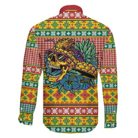 Hawaiian Pineapples Skull Family Matching Off Shoulder Maxi Dress and Hawaiian Shirt Mele Kalikimaka Palaka Quilt Pattern LT9 - Polynesian Pride