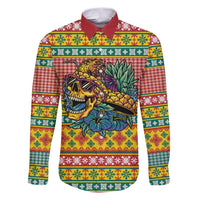 Hawaiian Pineapples Skull Family Matching Puletasi and Hawaiian Shirt Mele Kalikimaka Palaka Quilt Pattern - Polynesian Pride