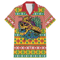 Hawaiian Pineapples Skull Family Matching Summer Maxi Dress and Hawaiian Shirt Mele Kalikimaka Palaka Quilt Pattern LT9 Dad's Shirt - Short Sleeve Yellow - Polynesian Pride