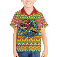 Hawaiian Pineapples Skull Family Matching Summer Maxi Dress and Hawaiian Shirt Mele Kalikimaka Palaka Quilt Pattern LT9 - Polynesian Pride