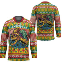 Hawaiian Pineapples Skull Hockey Jersey Mele Kalikimaka Palaka Quilt Pattern - Polynesian Pride