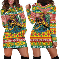Hawaiian Pineapples Skull Hoodie Dress Mele Kalikimaka Palaka Quilt Pattern - Polynesian Pride