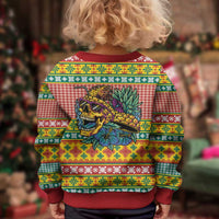 Hawaiian Pineapples Skull Kid Ugly Christmas Sweater Mele Kalikimaka Palaka Quilt Pattern - Polynesian Pride