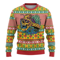 Hawaiian Pineapples Skull Ugly Christmas Sweater Mele Kalikimaka Palaka Quilt Pattern - Polynesian Pride