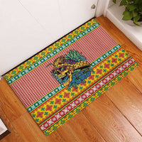 Hawaiian Pineapples Skull Rubber Doormat Mele Kalikimaka Palaka Quilt Pattern - Polynesian Pride