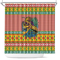 Hawaiian Pineapples Skull Shower Curtain Mele Kalikimaka Palaka Quilt Pattern - Polynesian Pride