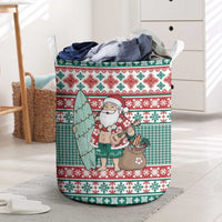 Hawaiian Funny Santa Surf Laundry Basket Mele Kalikimaka Palaka Quilt Pattern - Polynesian Pride