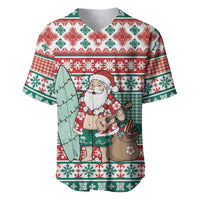 Hawaiian Funny Santa Surf Baseball Jersey Mele Kalikimaka Palaka Quilt Pattern - Polynesian Pride