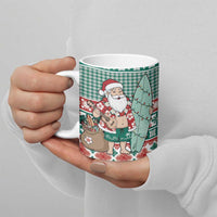 Hawaiian Funny Santa Surf Ceramic Mug Mele Kalikimaka Palaka Quilt Pattern - Polynesian Pride
