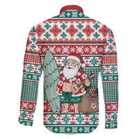 Hawaiian Funny Santa Surf Family Matching Long Sleeve Bodycon Dress and Hawaiian Shirt Mele Kalikimaka Palaka Quilt Pattern - Polynesian Pride