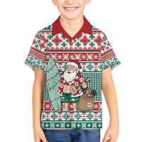 Hawaiian Funny Santa Surf Family Matching Long Sleeve Bodycon Dress and Hawaiian Shirt Mele Kalikimaka Palaka Quilt Pattern LT9 - Polynesian Pride