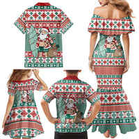 Hawaiian Funny Santa Surf Family Matching Mermaid Dress and Hawaiian Shirt Mele Kalikimaka Palaka Quilt Pattern LT9 - Polynesian Pride