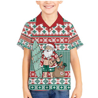 Hawaiian Funny Santa Surf Family Matching Mermaid Dress and Hawaiian Shirt Mele Kalikimaka Palaka Quilt Pattern - Polynesian Pride