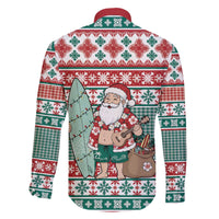 Hawaiian Funny Santa Surf Family Matching Off The Shoulder Long Sleeve Dress and Hawaiian Shirt Mele Kalikimaka Palaka Quilt Pattern LT9 - Polynesian Pride