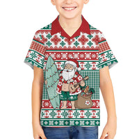 Hawaiian Funny Santa Surf Family Matching Off The Shoulder Long Sleeve Dress and Hawaiian Shirt Mele Kalikimaka Palaka Quilt Pattern LT9 - Polynesian Pride
