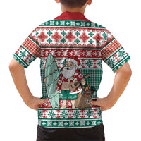 Hawaiian Funny Santa Surf Hawaiian Shirt Mele Kalikimaka Palaka Quilt Pattern - Polynesian Pride