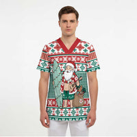 Hawaiian Funny Santa Surf Scrub Top Mele Kalikimaka Palaka Quilt Pattern - Polynesian Pride