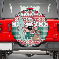 Hawaiian Funny Santa Surf Spare Tire Cover Mele Kalikimaka Palaka Quilt Pattern - Polynesian Pride