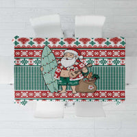 Hawaiian Funny Santa Surf Tablecloth Mele Kalikimaka Palaka Quilt Pattern - Polynesian Pride