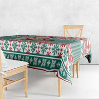 Hawaiian Funny Santa Surf Tablecloth Mele Kalikimaka Palaka Quilt Pattern - Polynesian Pride