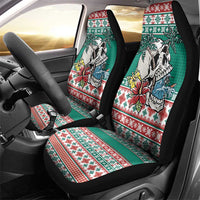 Hawaiian Skull Surfs Car Seat Cover Mele Kalikimaka Palaka Quilt Pattern - Polynesian Pride