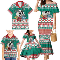 Hawaiian Skull Surfs Family Matching Mermaid Dress and Hawaiian Shirt Mele Kalikimaka Palaka Quilt Pattern LT9 - Polynesian Pride