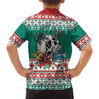 Hawaiian Skull Surfs Family Matching Off Shoulder Maxi Dress and Hawaiian Shirt Mele Kalikimaka Palaka Quilt Pattern LT9 - Polynesian Pride