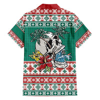 Hawaiian Skull Surfs Family Matching Off Shoulder Maxi Dress and Hawaiian Shirt Mele Kalikimaka Palaka Quilt Pattern LT9 - Polynesian Pride