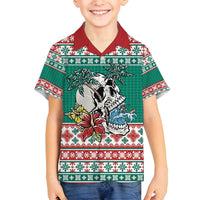 Hawaiian Skull Surfs Family Matching Off Shoulder Maxi Dress and Hawaiian Shirt Mele Kalikimaka Palaka Quilt Pattern LT9 - Polynesian Pride