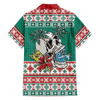 Hawaiian Skull Surfs Family Matching Off Shoulder Short Dress and Hawaiian Shirt Mele Kalikimaka Palaka Quilt Pattern LT9 - Polynesian Pride