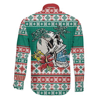 Hawaiian Skull Surfs Family Matching Off Shoulder Short Dress and Hawaiian Shirt Mele Kalikimaka Palaka Quilt Pattern LT9 - Polynesian Pride