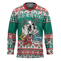 Hawaiian Skull Surfs Hockey Jersey Mele Kalikimaka Palaka Quilt Pattern - Polynesian Pride