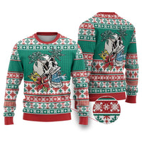 Hawaiian Skull Surfs Ugly Christmas Sweater Mele Kalikimaka Palaka Quilt Pattern - Polynesian Pride