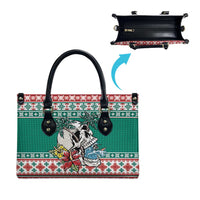 Hawaiian Skull Surfs Leather Bag Mele Kalikimaka Palaka Quilt Pattern - Polynesian Pride