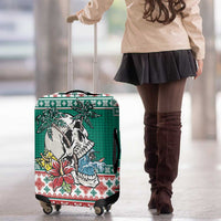 Hawaiian Skull Surfs Luggage Cover Mele Kalikimaka Palaka Quilt Pattern - Polynesian Pride