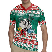 Hawaiian Skull Surfs Rugby Jersey Mele Kalikimaka Palaka Quilt Pattern - Polynesian Pride