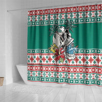 Hawaiian Skull Surfs Shower Curtain Mele Kalikimaka Palaka Quilt Pattern - Polynesian Pride