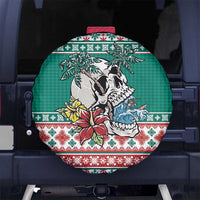 Hawaiian Skull Surfs Spare Tire Cover Mele Kalikimaka Palaka Quilt Pattern - Polynesian Pride