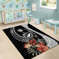 Hafa Adai Guam Area Rug Tropical Flowers with Polynesian Pattern LT9 - Polynesian Pride