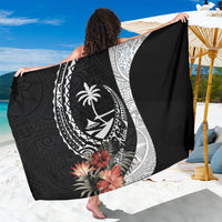Hafa Adai Guam Sarong Tropical Flowers with Polynesian Pattern LT9 One Size 44 x 66 inches Black - Polynesian Pride