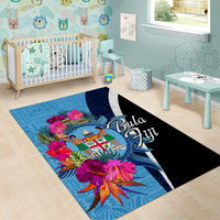 Bula Fiji Vintage Fijian Masi Pattern Area Rug Blue Unique LT9 - Polynesian Pride