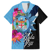 Bula Fiji Vintage Fijian Masi Pattern Family Matching Summer Maxi Dress and Hawaiian Shirt Blue Unique LT9 Dad's Shirt - Short Sleeve Blue - Polynesian Pride