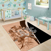 Bula Fiji Vintage Fijian Masi Pattern Area Rug Peach Fuzz Unique LT9 - Polynesian Pride