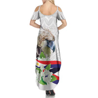 Philippines Eagle and Sampaguita Flowers Family Matching Summer Maxi Dress and Hawaiian Shirt Polynesian Pattern